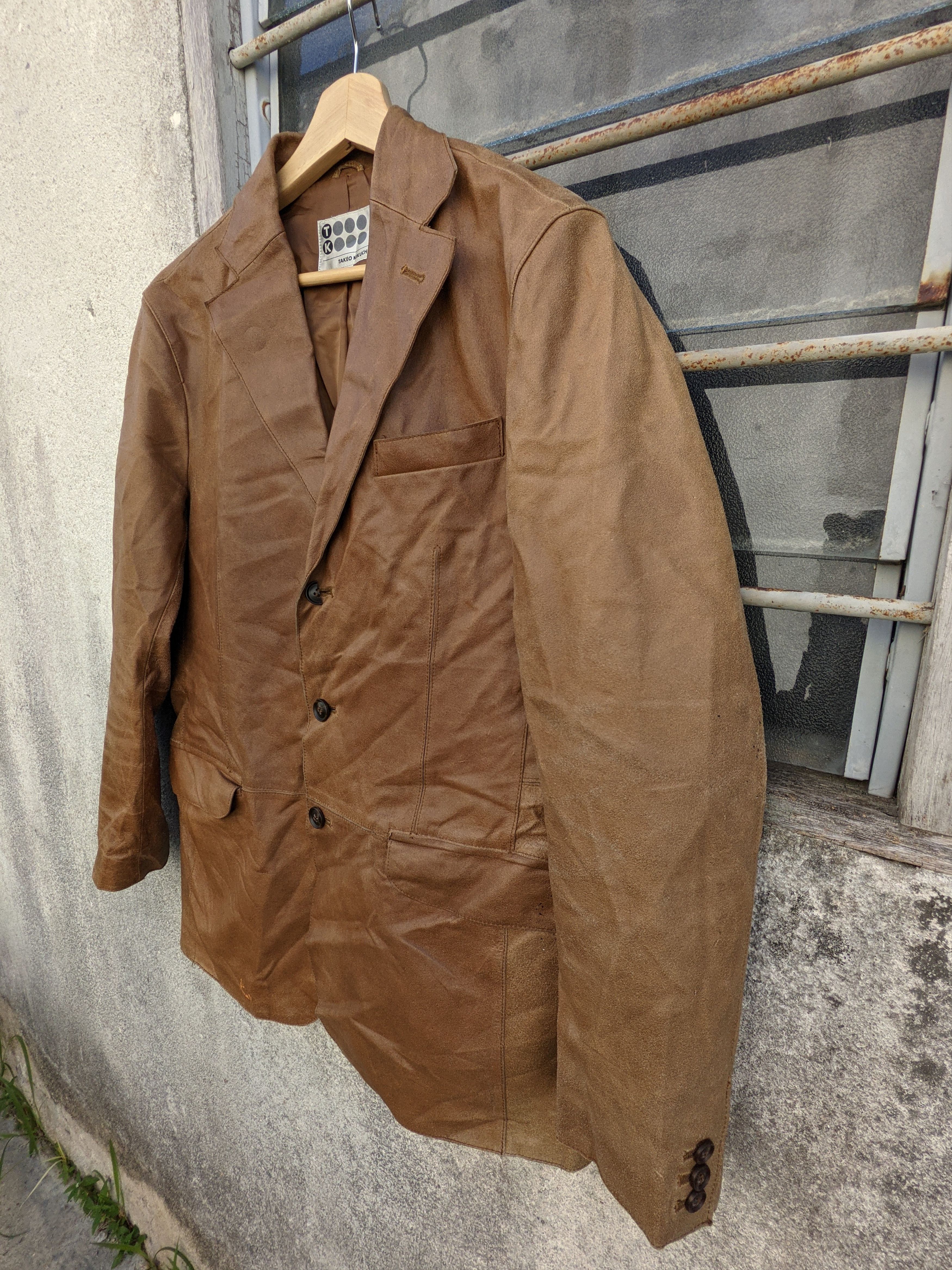 Japanese Brand × Leather × Takeo Kikuchi ⚡️Rare⚡️ Takeo Kikuchi Leather Blazer Size US M / EU 48-50 / 2 - 3 Thumbnail