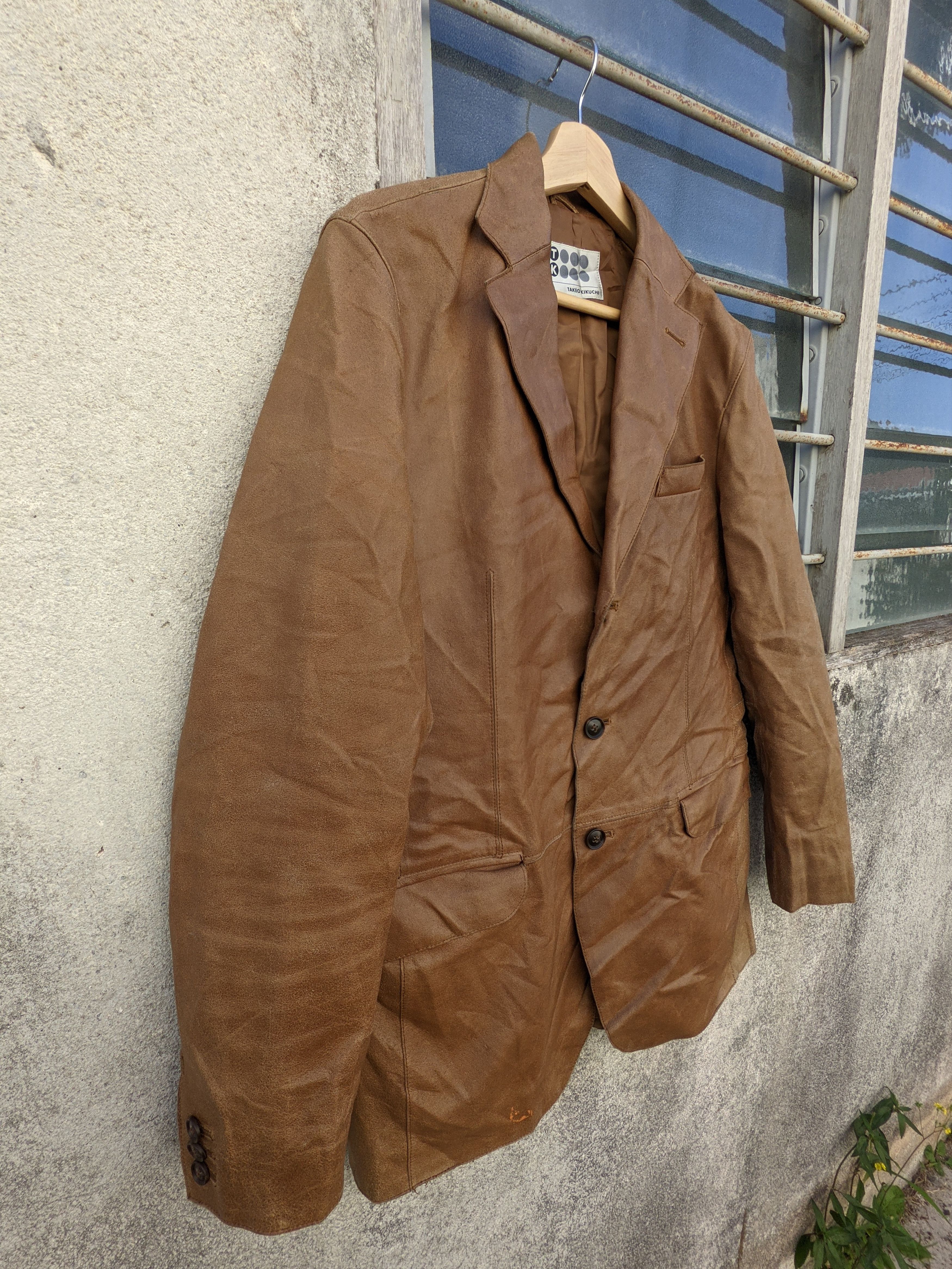 Japanese Brand × Leather × Takeo Kikuchi ⚡️Rare⚡️ Takeo Kikuchi Leather Blazer Size US M / EU 48-50 / 2 - 4 Thumbnail