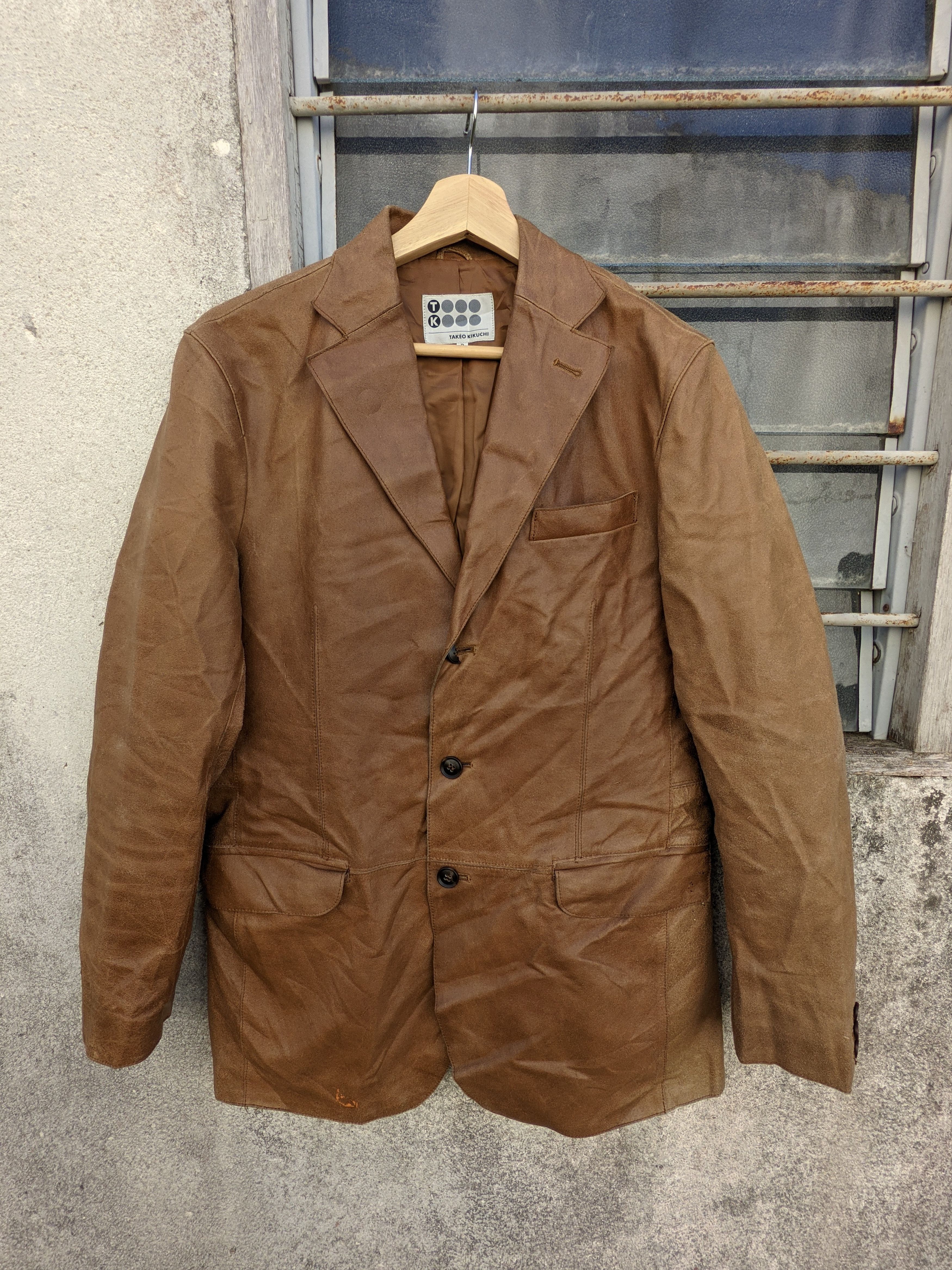 Japanese Brand × Leather × Takeo Kikuchi ⚡️Rare⚡️ Takeo Kikuchi Leather Blazer Size US M / EU 48-50 / 2 - 5 Thumbnail