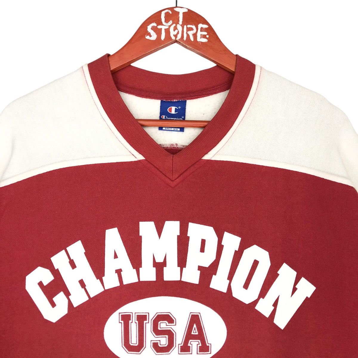 Champion × Vintage Vintage Champion USA V Neck Pullover Sweatshirts Size US M / EU 48-50 / 2 - 3 Thumbnail