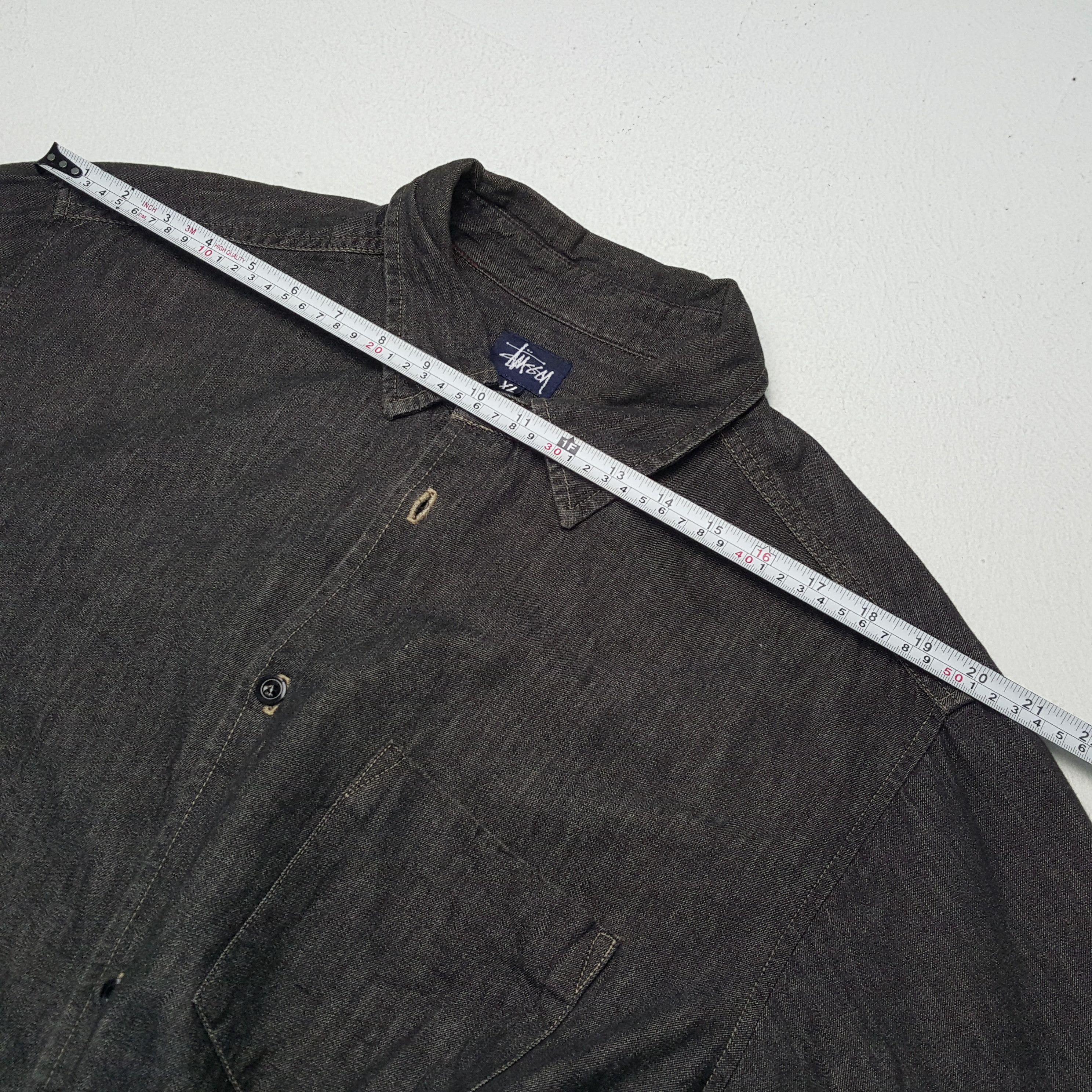 Stussy × Vintage Vintage STUSSY Streetwear Logo Style Black Denim Shirts Size US XL / EU 56 / 4 - 5 Thumbnail