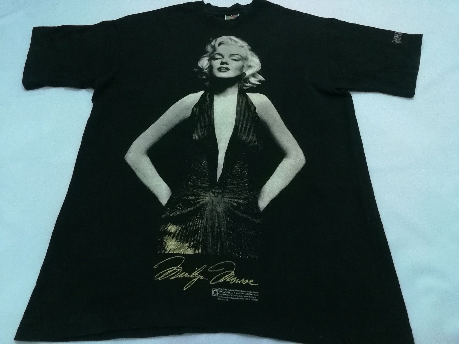 image of 1990X Clothing x Monroe Vintage 1990S Marilyn Monroe Hollywood Tee in Black, Men's (Size Medium)