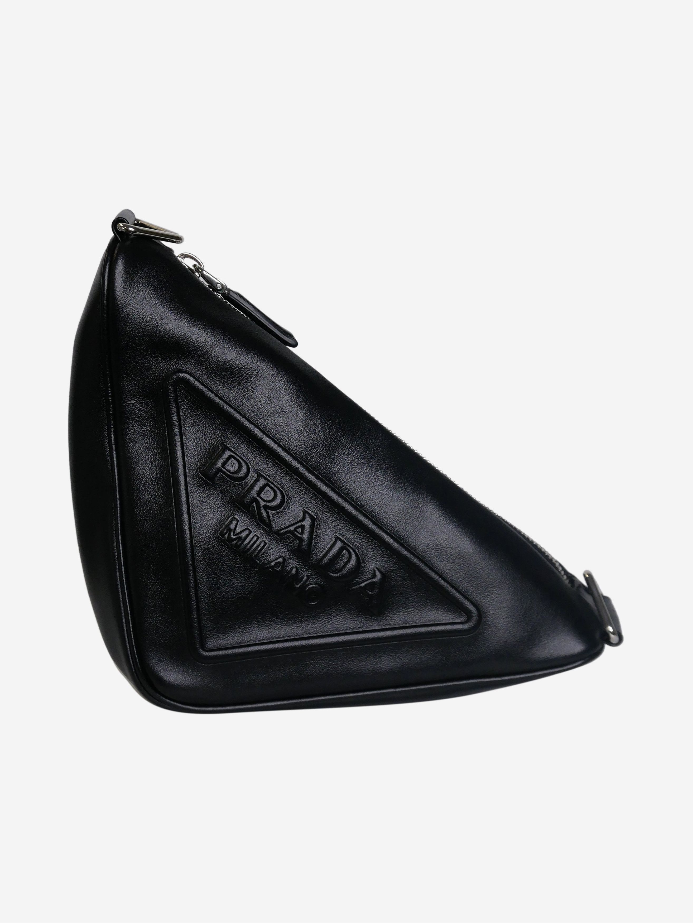 Prada Black Triangle leather shoulder bag | Grailed