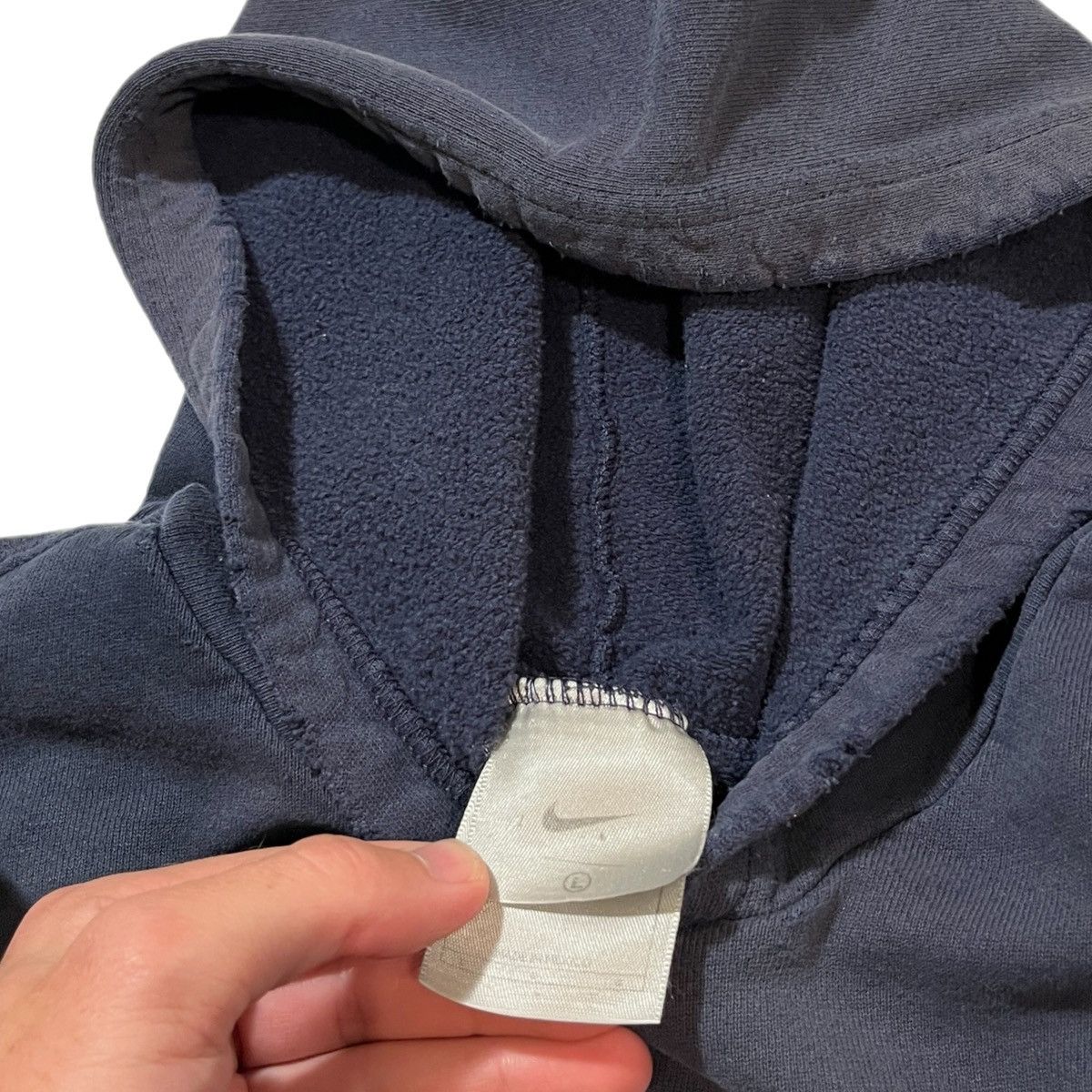 Nike × Vintage Y2K Nike Center Swoosh Hoodie Navy Blue Size US L / EU 52-54 / 3 - 5 Thumbnail