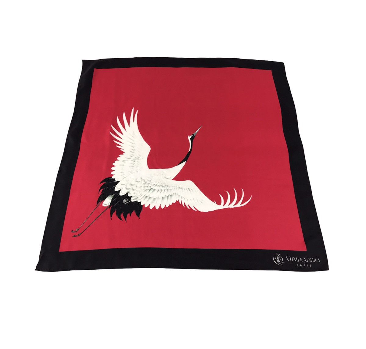 Vintage Yumi Katsura Paris Handkerchief Pocket Square Crane