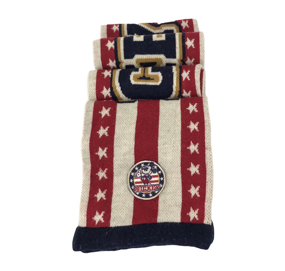 Disney × Mickey Mouse × Vintage Vintage Mickey Mouse Striped Star Muffler Scarf Luxury Size ONE SIZE - 1 Thumbnail