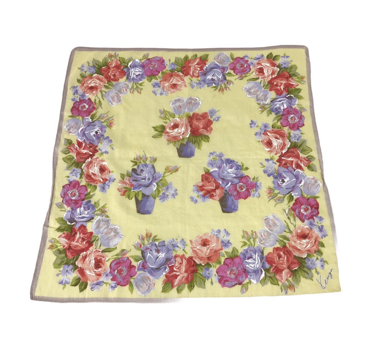 Designer × Kenzo × Vintage Vintage Kenzo Handkerchief Pocket Square Ovp All Over Rose Size ONE SIZE - 2 Thumbnail