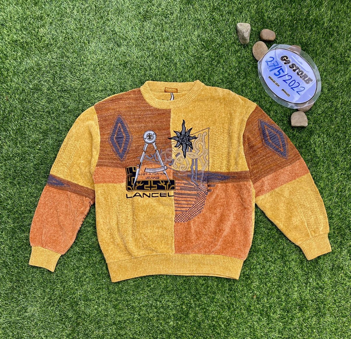 Lancel SHOOT 🔥 Vintage Colour Block Embroidery Lancel Sweatshirt Size US L / EU 52-54 / 3 - 1 Thumbnail