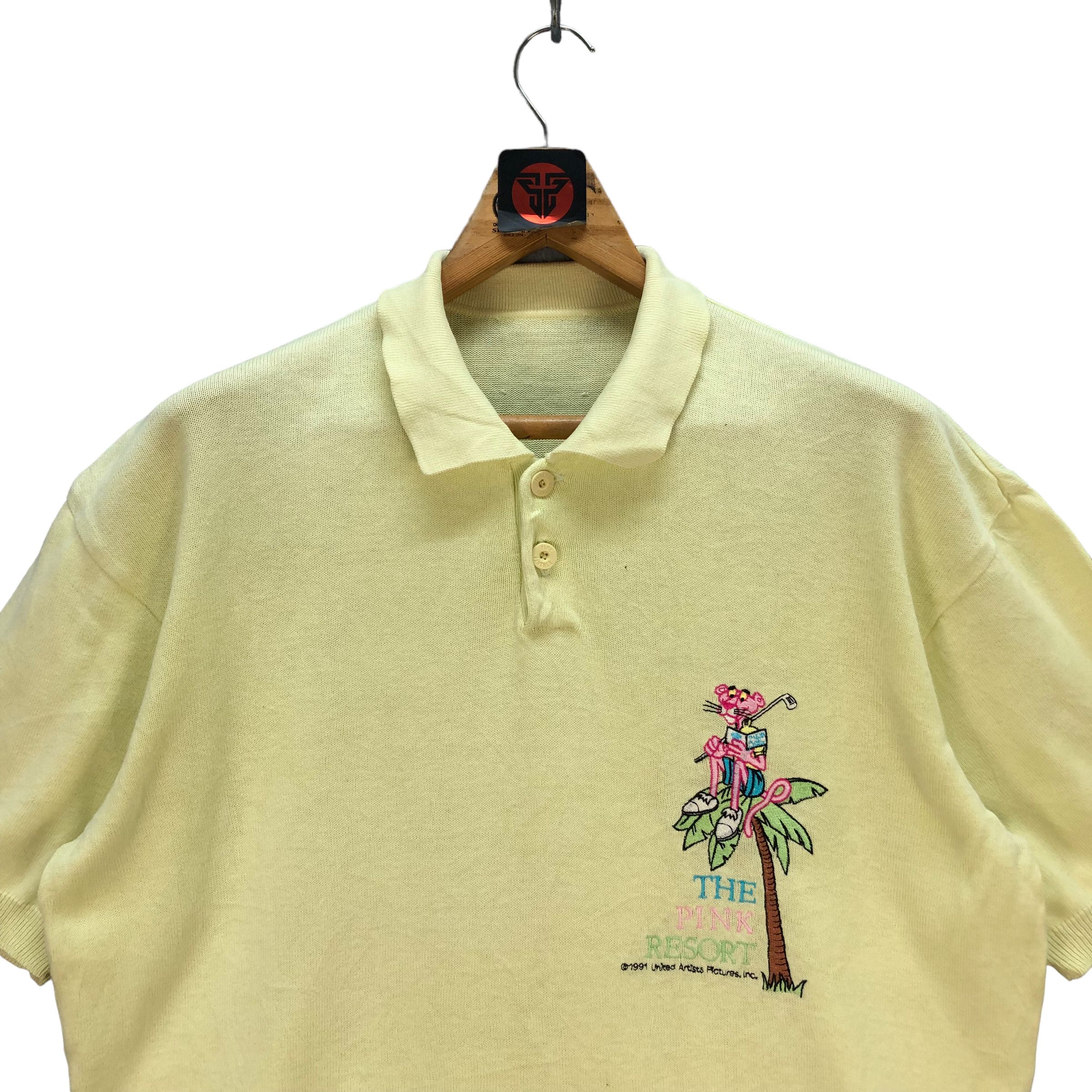 Japanese Brand PINK PANTHER SHORT SLEEVE KNITTED POLO JUMPER #6987-104 Size US M / EU 48-50 / 2 - 2 Thumbnail