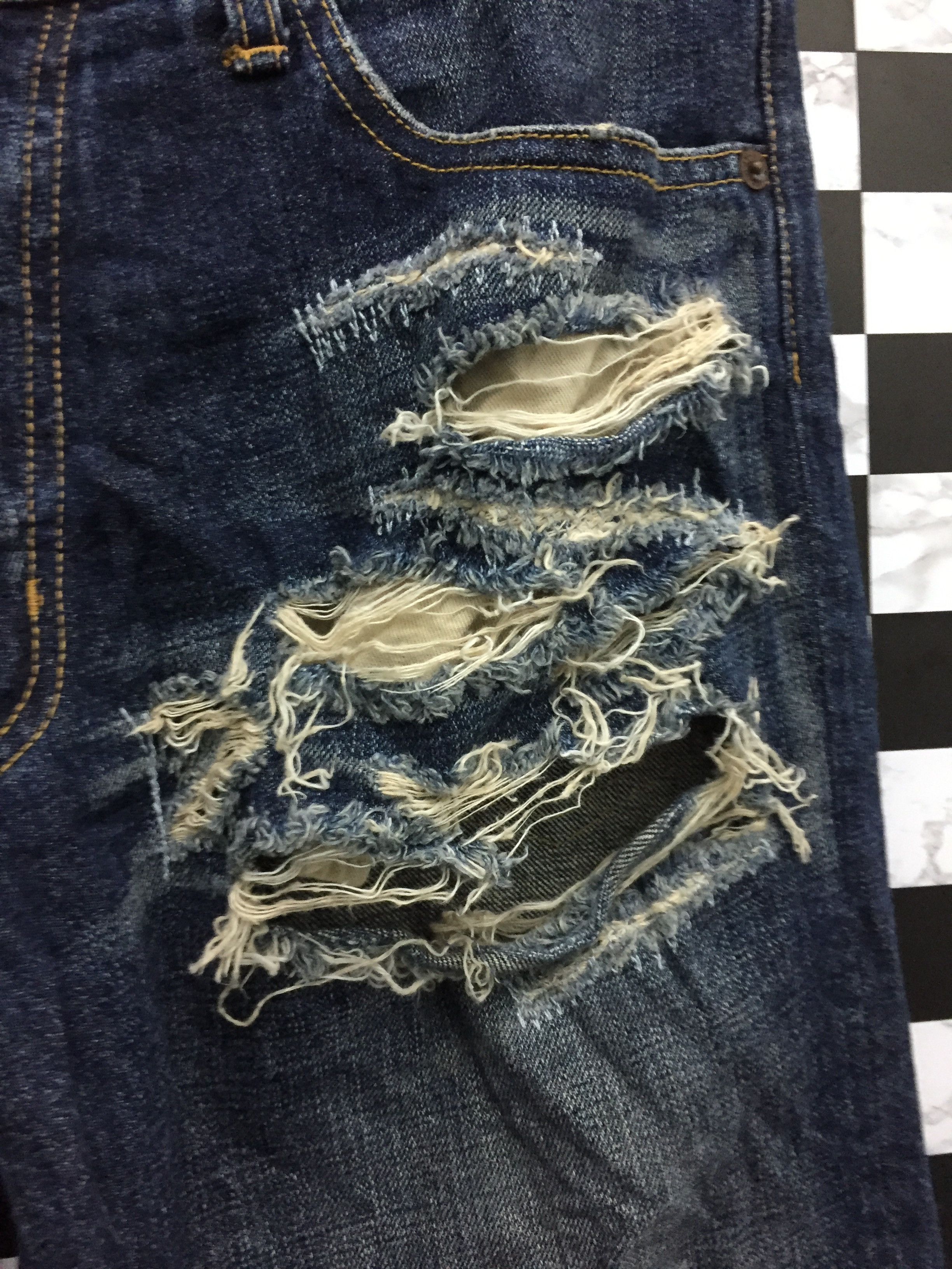 Japanese Brand Distressed Blue Way Japan Denim pants Size US 33 - 3 Thumbnail