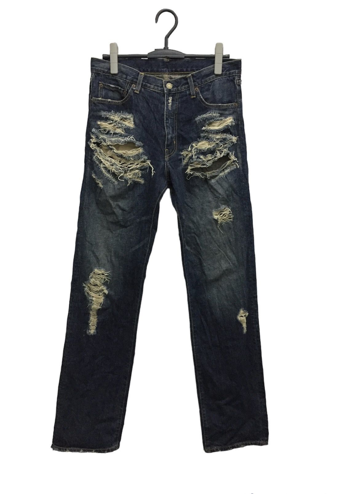 Japanese Brand Distressed Blue Way Japan Denim pants Size US 33 - 1 Thumbnail