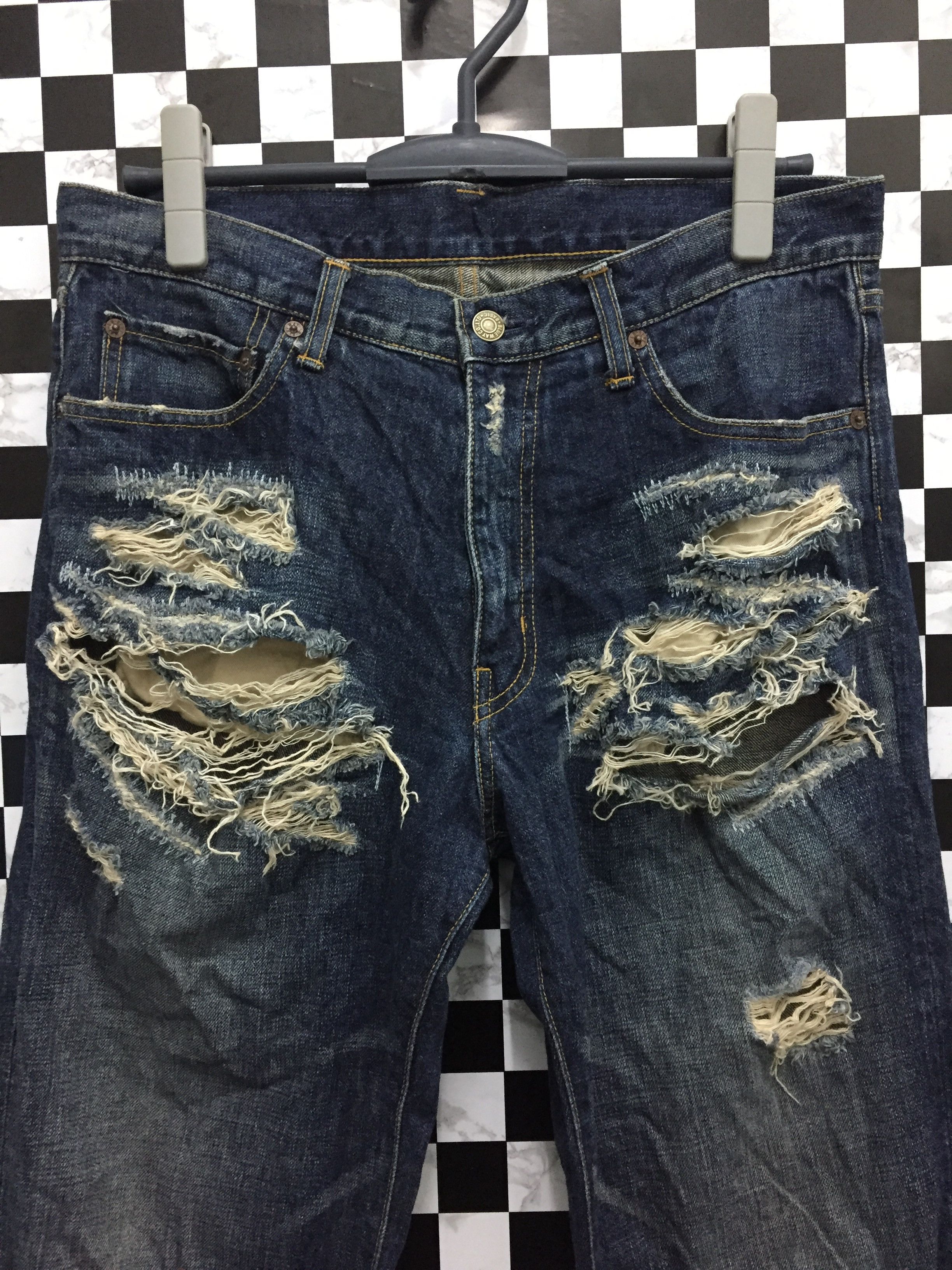 Japanese Brand Distressed Blue Way Japan Denim pants Size US 33 - 2 Thumbnail