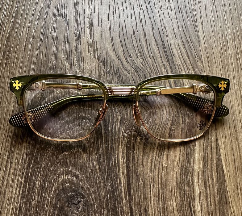 Chrome Hearts Bonennoisseur Ii - Dark Olive 18k Gold Glasses In