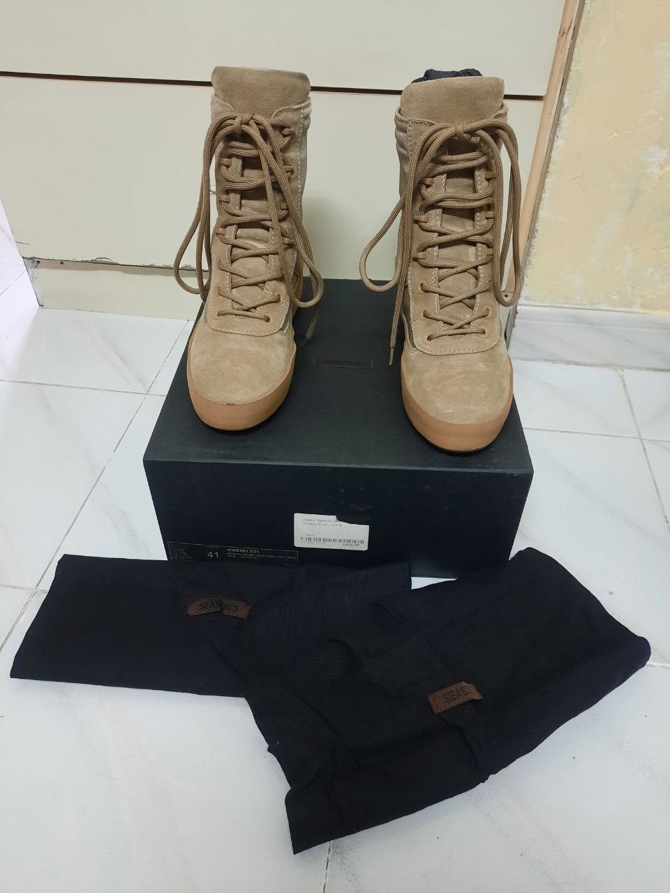 image of Yeezy Season Season 3 Military Rock Nylon And Thick Suede Boots in Tan/Beige, Men's (Size 8)