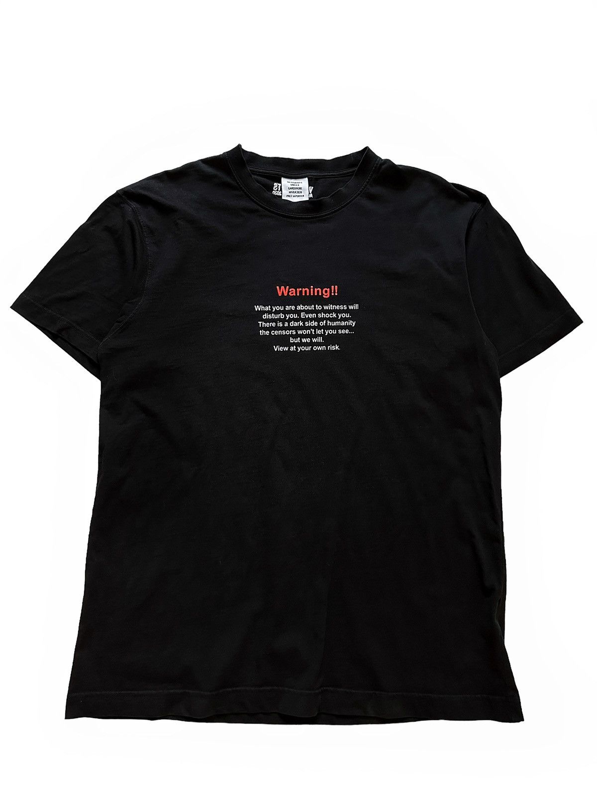 image of Vetements Fw19 Warning Dark Side Shirt in Black, Men's (Size Medium)