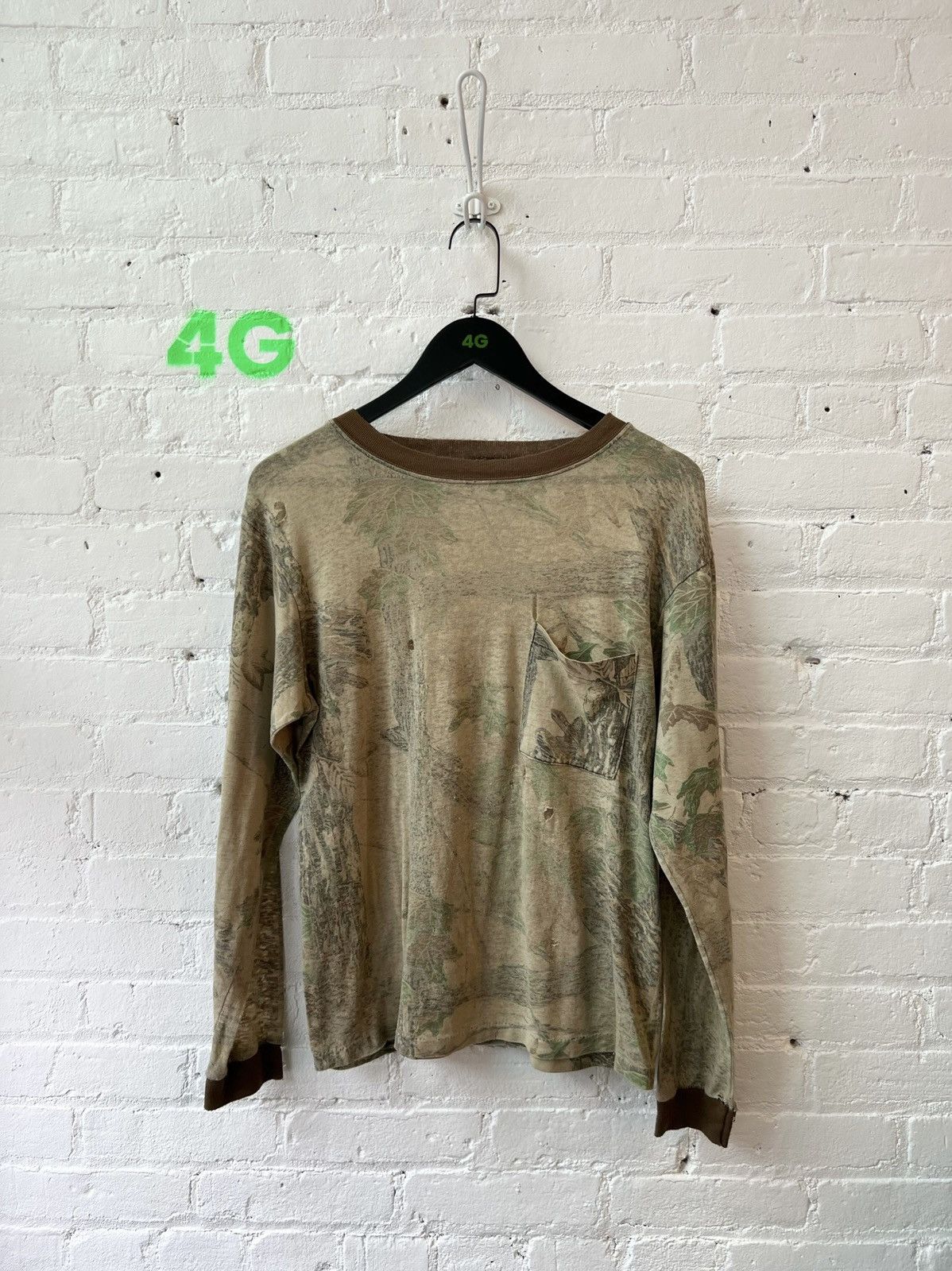 Vintage Vintage THRASHED SEMI SHEER THIN SOFT CAMO ARMY SHIRT Size US L / EU 52-54 / 3 - 2 Thumbnail
