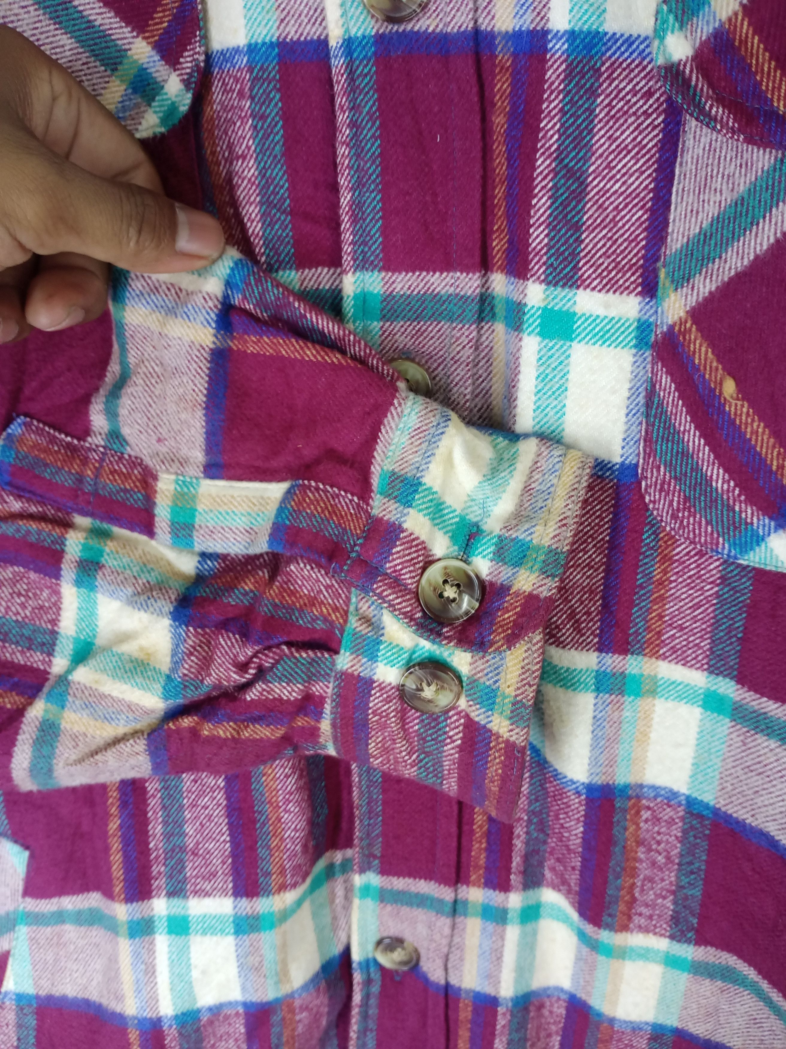 Japanese Brand Vintage Ralph Eton Faux Fur Sherpa Plaid Button Up Size US L / EU 52-54 / 3 - 7 Thumbnail