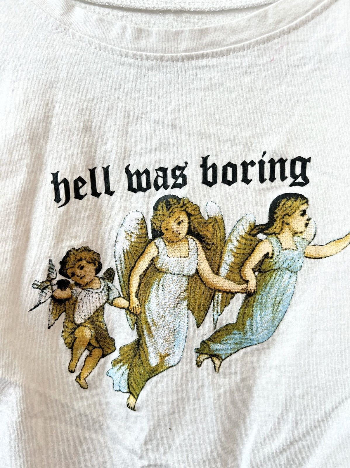 Vintage Vintage HELL WAS BORING Mens XXS-XS or Girls Baby Tee Shirt Size US XXS / EU 40 - 2 Thumbnail