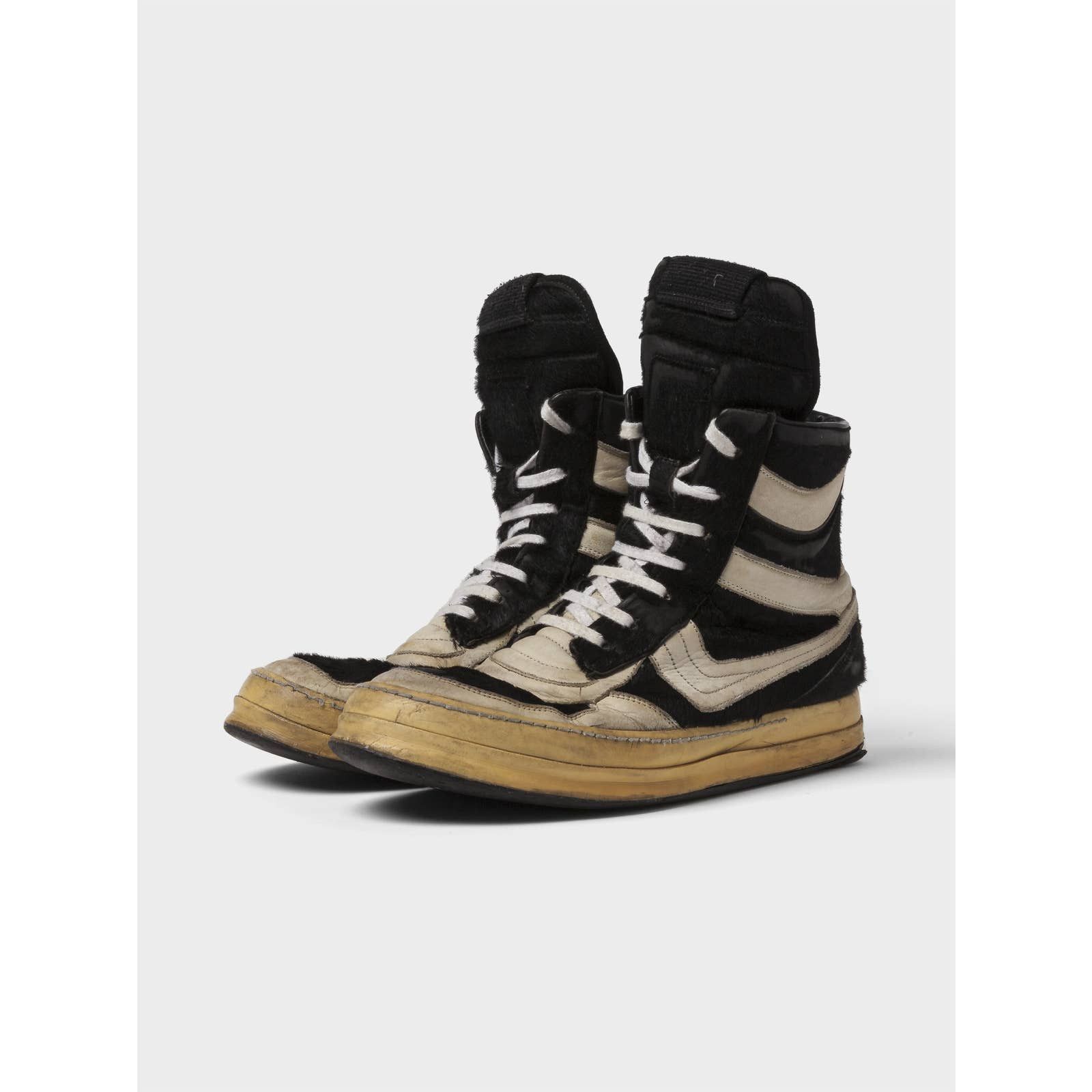 image of Rick Owens Pony Hair Oreo Dunks Shoes in Black, Men's (Size 11)