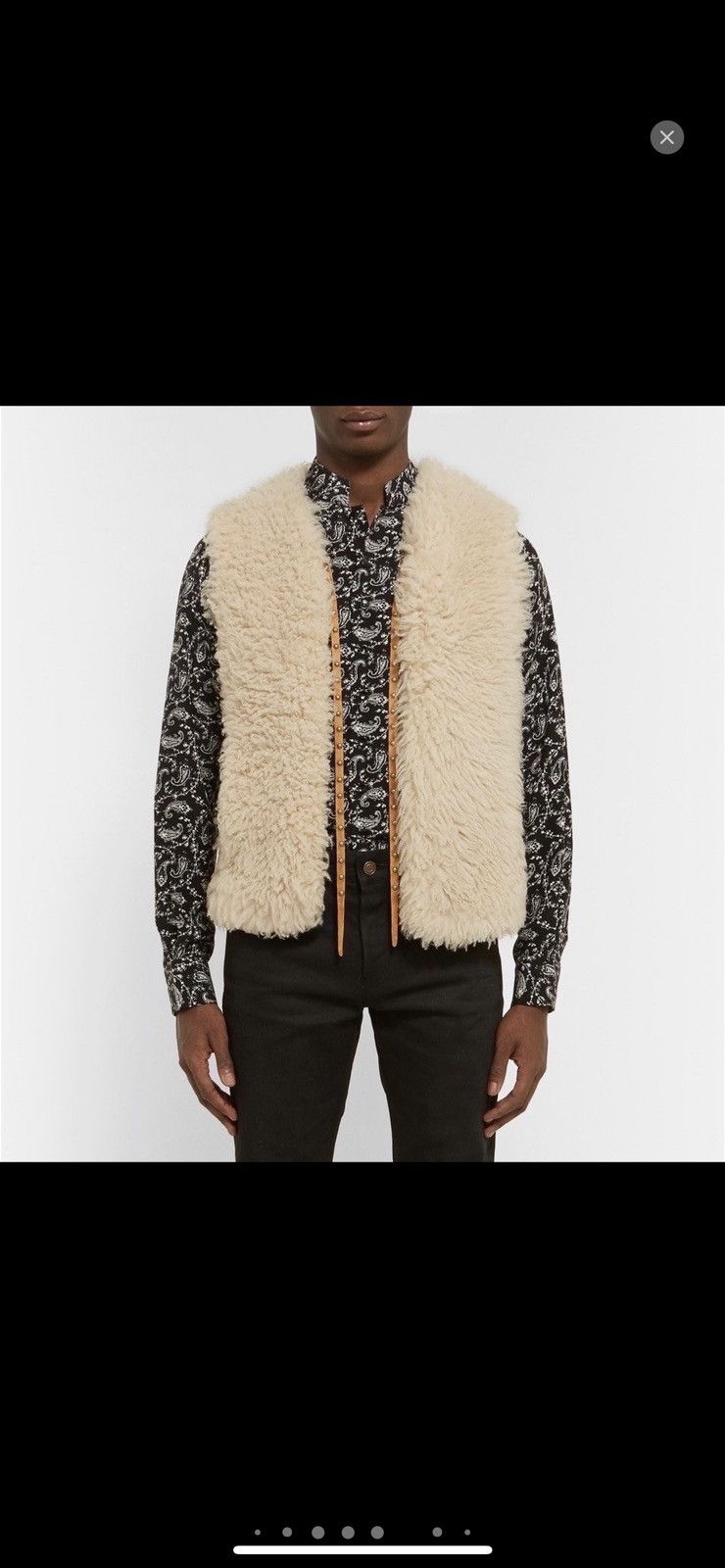 Hedi Slimane × Saint Laurent Paris SS15 Shearling Fur Studded Leather Trimmed Gilet Vest Size US S / EU 44-46 / 1 - 17 Thumbnail