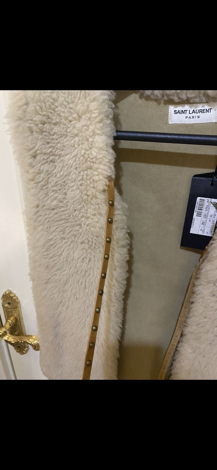 Hedi Slimane × Saint Laurent Paris SS15 Shearling Fur Studded Leather Trimmed Gilet Vest Size US S / EU 44-46 / 1 - 4 Thumbnail