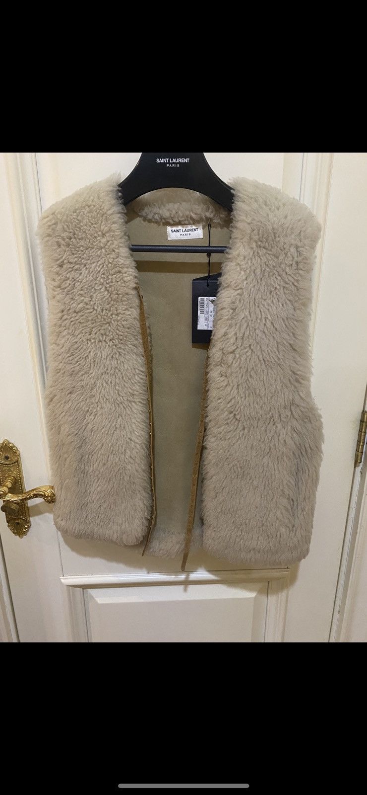 Hedi Slimane × Saint Laurent Paris SS15 Shearling Fur Studded Leather Trimmed Gilet Vest Size US S / EU 44-46 / 1 - 3 Thumbnail