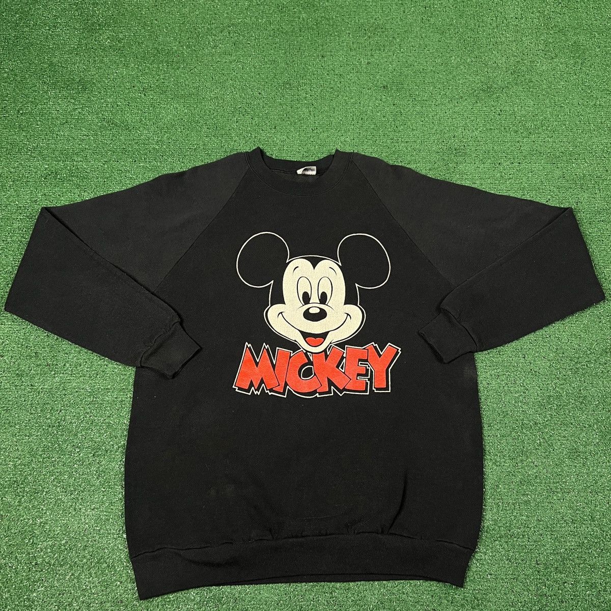 image of Disney x Made In USA Vintage 1980S Mickey Mouse Made In Usa Sweatshirt in Black, Men's (Size XL)
