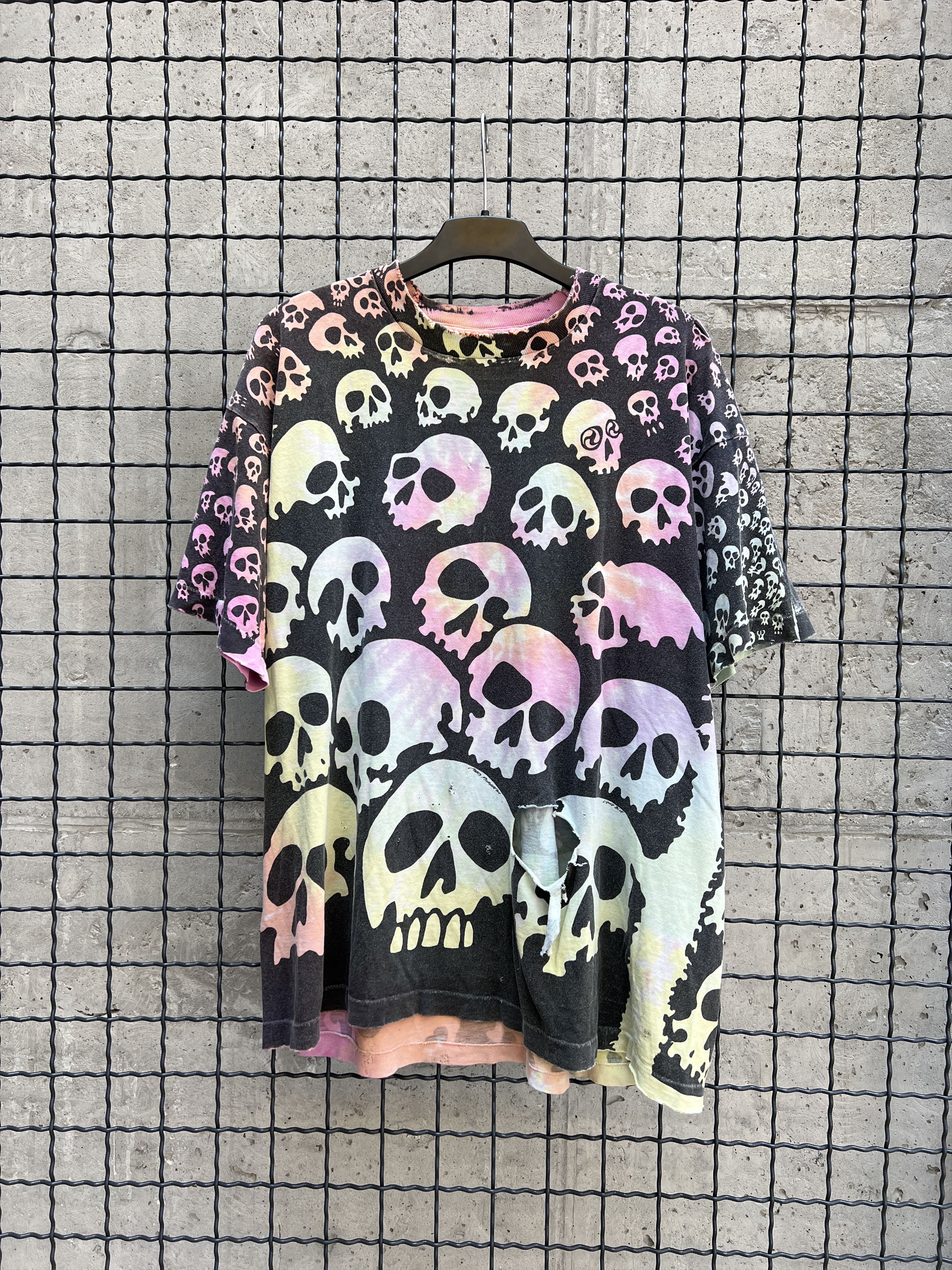 image of Very Liquid Blue 1992 Vintage Skull All Over Print Tee, Men's (Size XL)