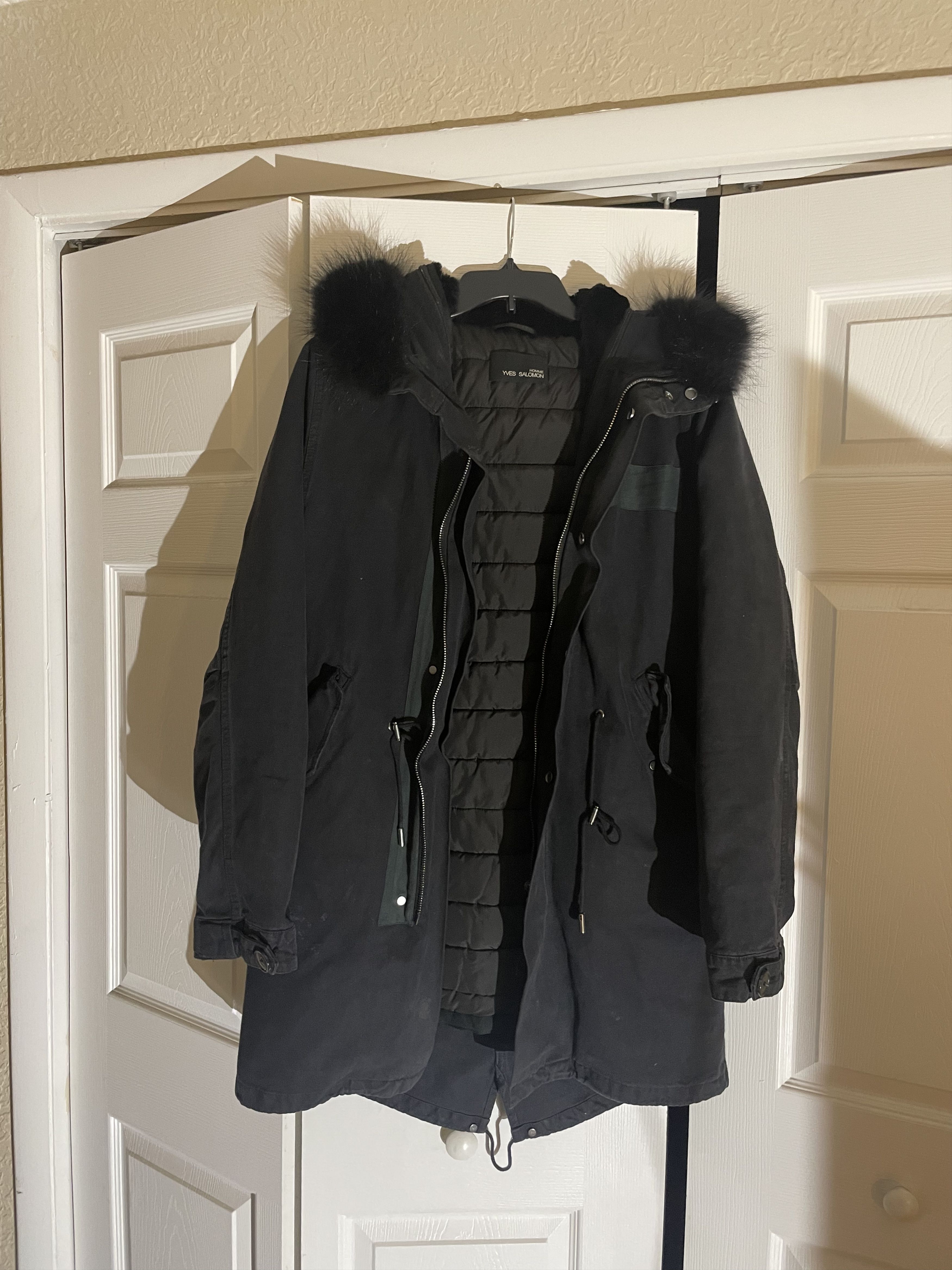 image of YVES Salomon Rabbit Fur Parka in Black, Men's (Size Small)