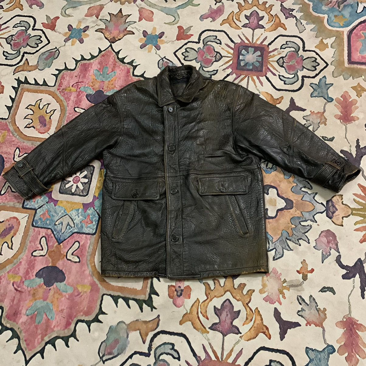 Genuine Leather × Japanese Brand Vintage Japanese Lambsheep Skin Leather Jacket Size US M / EU 48-50 / 2 - 2 Thumbnail