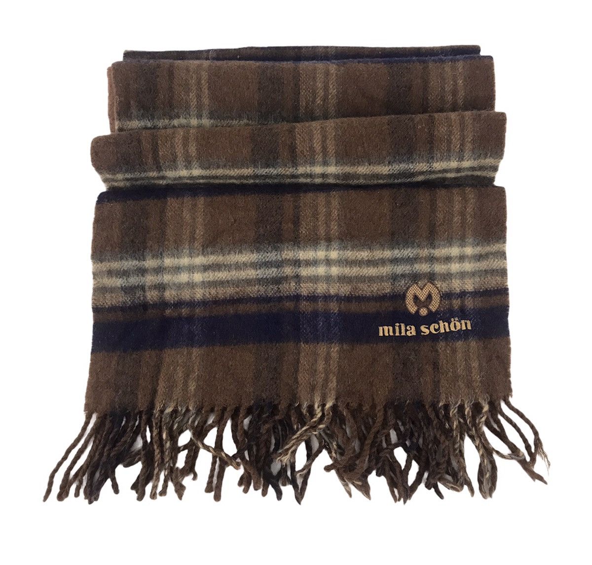 Mila Schon × Other Vintage Mila Schön Plaid Checked Muffler Scarf Luxury Size ONE SIZE - 1 Thumbnail