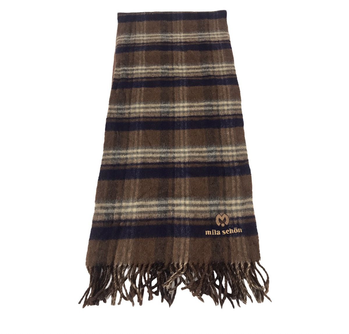 Mila Schon × Other Vintage Mila Schön Plaid Checked Muffler Scarf Luxury Size ONE SIZE - 2 Thumbnail