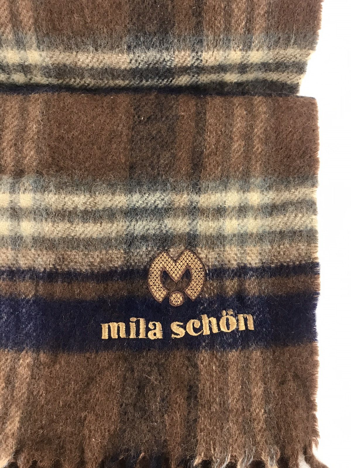 Mila Schon × Other Vintage Mila Schön Plaid Checked Muffler Scarf Luxury Size ONE SIZE - 3 Thumbnail