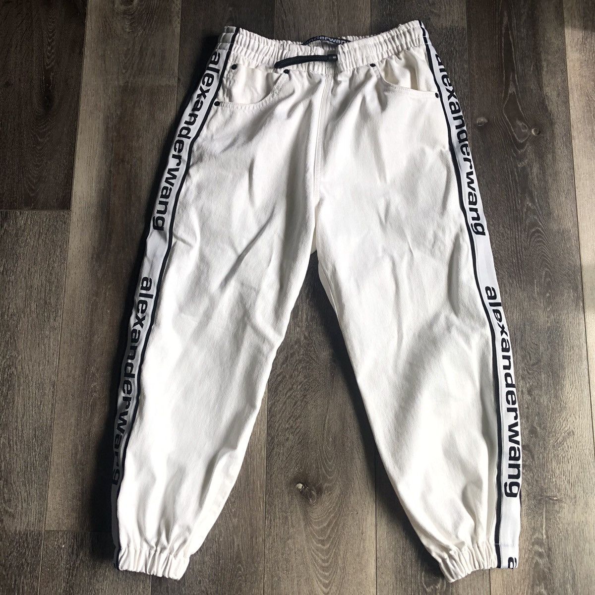 Alexander Wang Designer Streetwear Alexander Wang Denim Side Logo Tape Track Pants Size Small Grailed