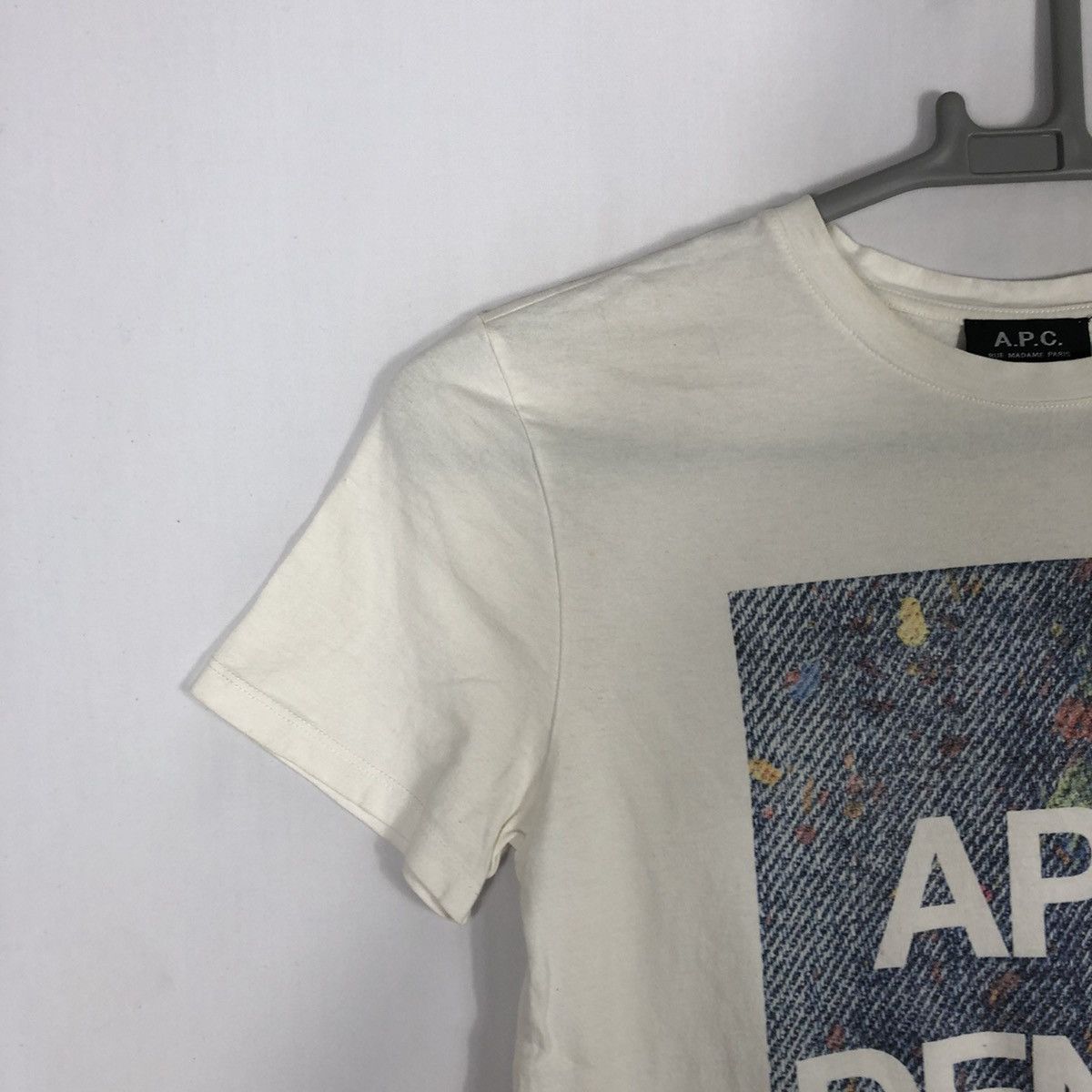 A.P.C. × Japanese Brand × Vintage Vintage Japanese Brand APC Denim Big Spellout Box Logo Tee Size US XXS / EU 40 - 5 Thumbnail