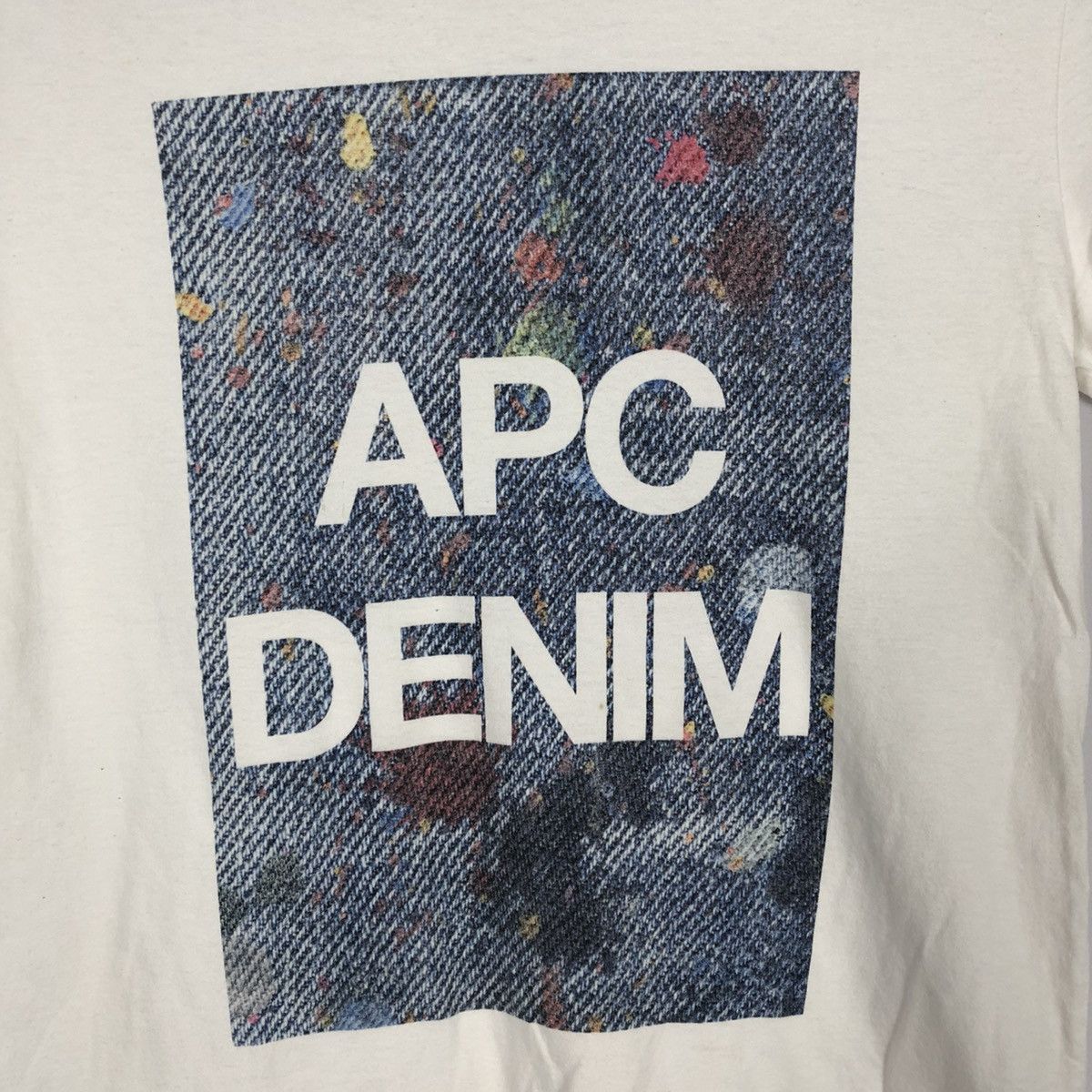 A.P.C. × Japanese Brand × Vintage Vintage Japanese Brand APC Denim Big Spellout Box Logo Tee Size US XXS / EU 40 - 2 Thumbnail