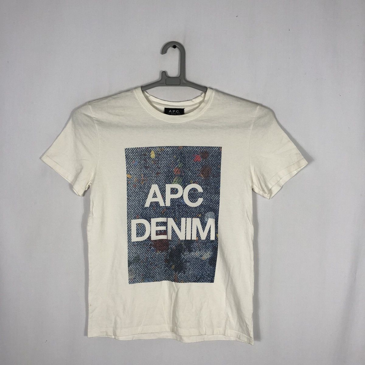 A.P.C. × Japanese Brand × Vintage Vintage Japanese Brand APC Denim Big Spellout Box Logo Tee Size US XXS / EU 40 - 1 Thumbnail