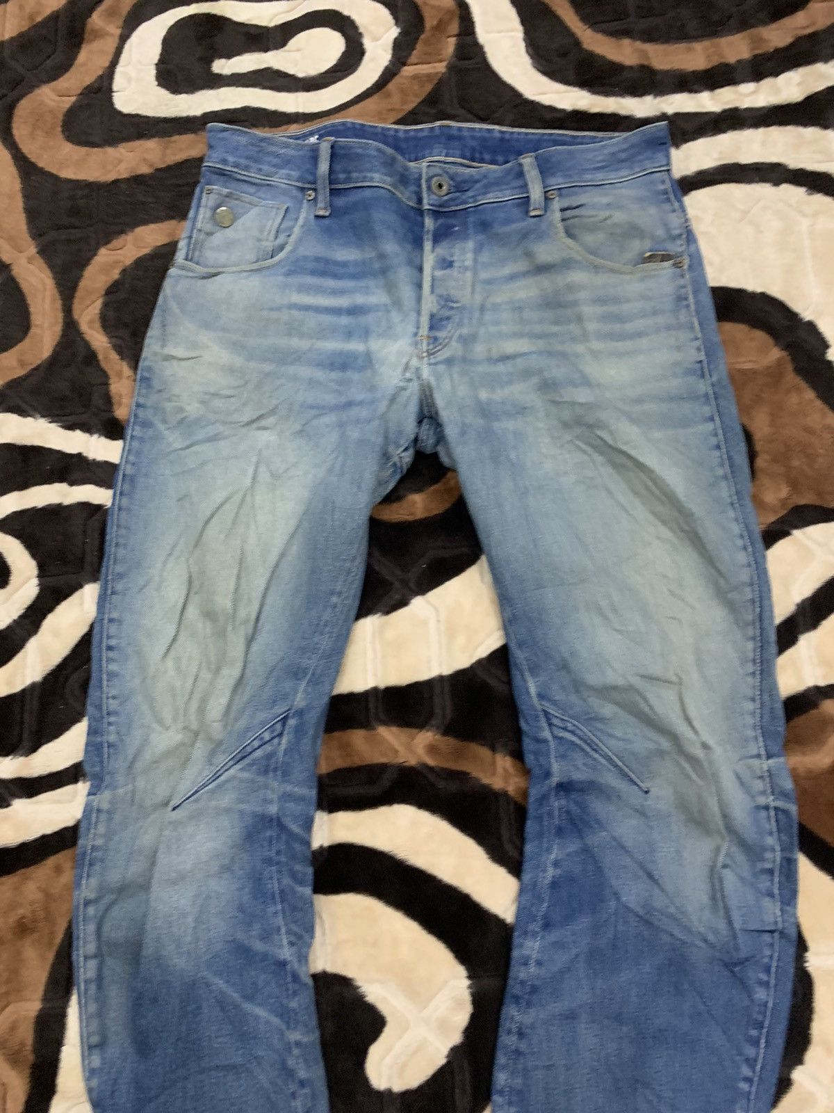 G-Star × Vintage G STAR RAW Vintage Denim 3D Arc Slim Cleg Rider Biker Jeans Size US 34 / EU 50 - 4 Thumbnail