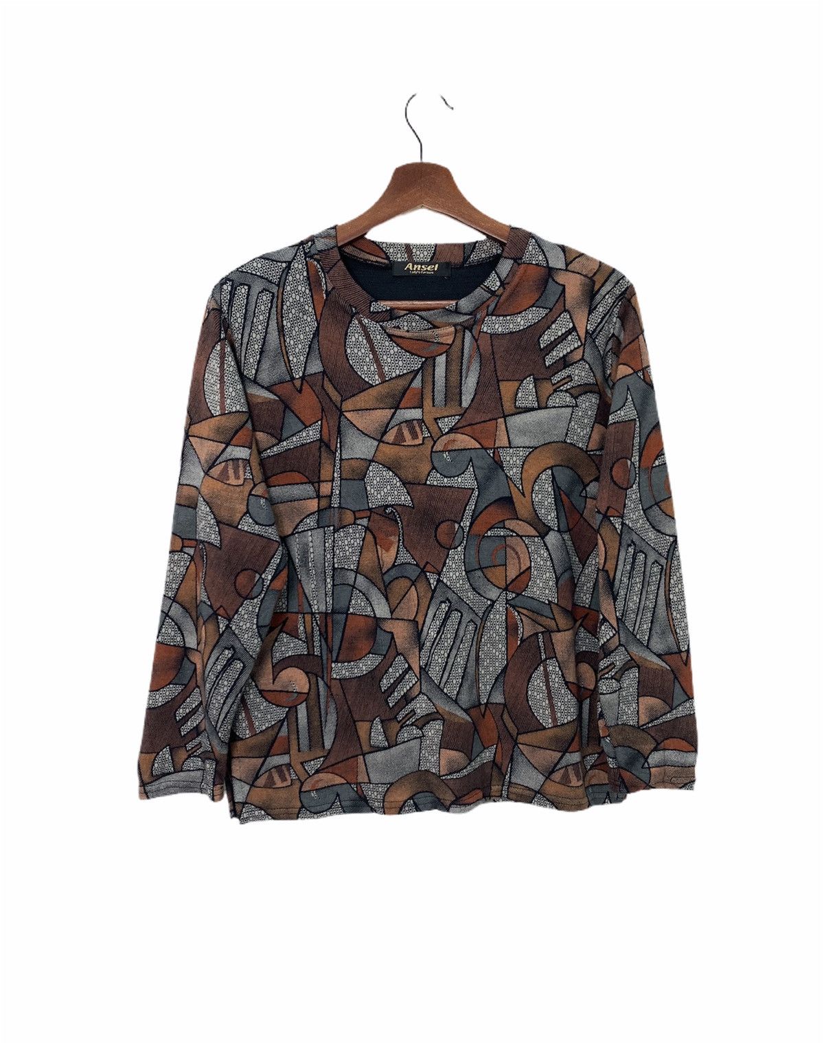 ANSEL Mosaic Paislee Art Patten Fullprint Strech Sweatshirt
