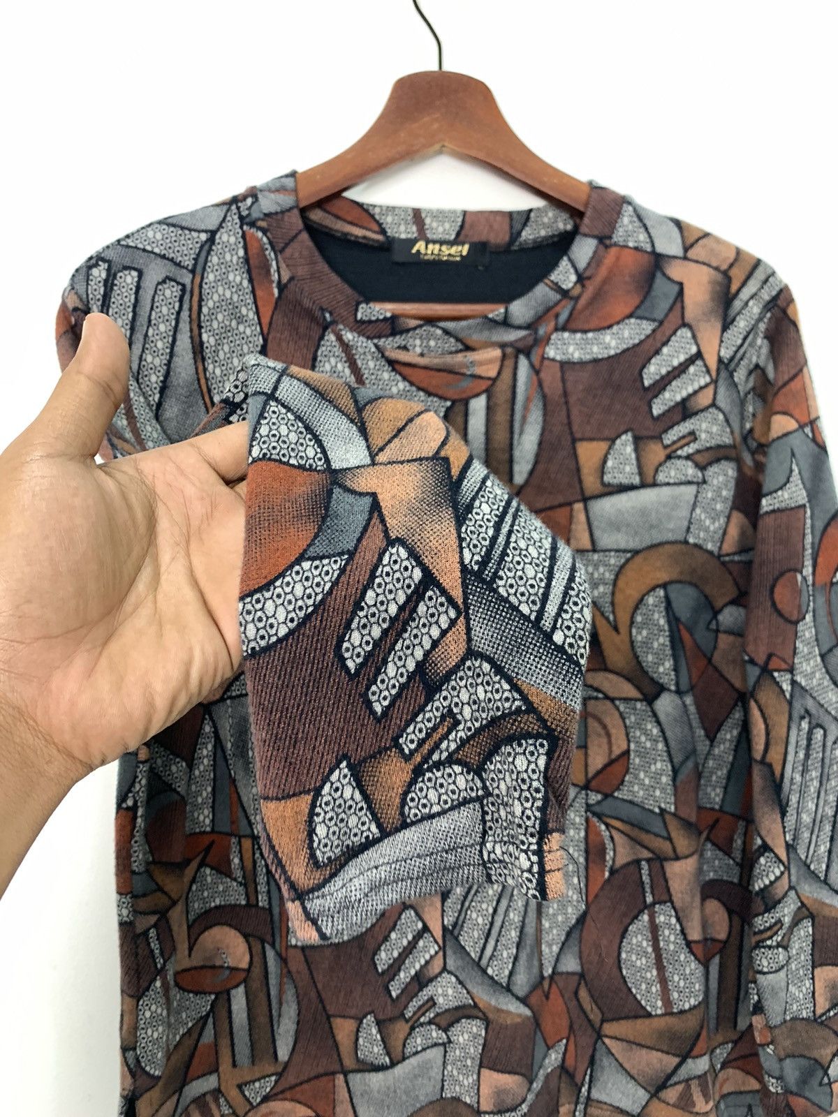 Japanese Brand ANSEL Mosaic Paislee Art Patten Fullprint Strech Sweatshirt Size M / US 6-8 / IT 42-44 - 6 Thumbnail