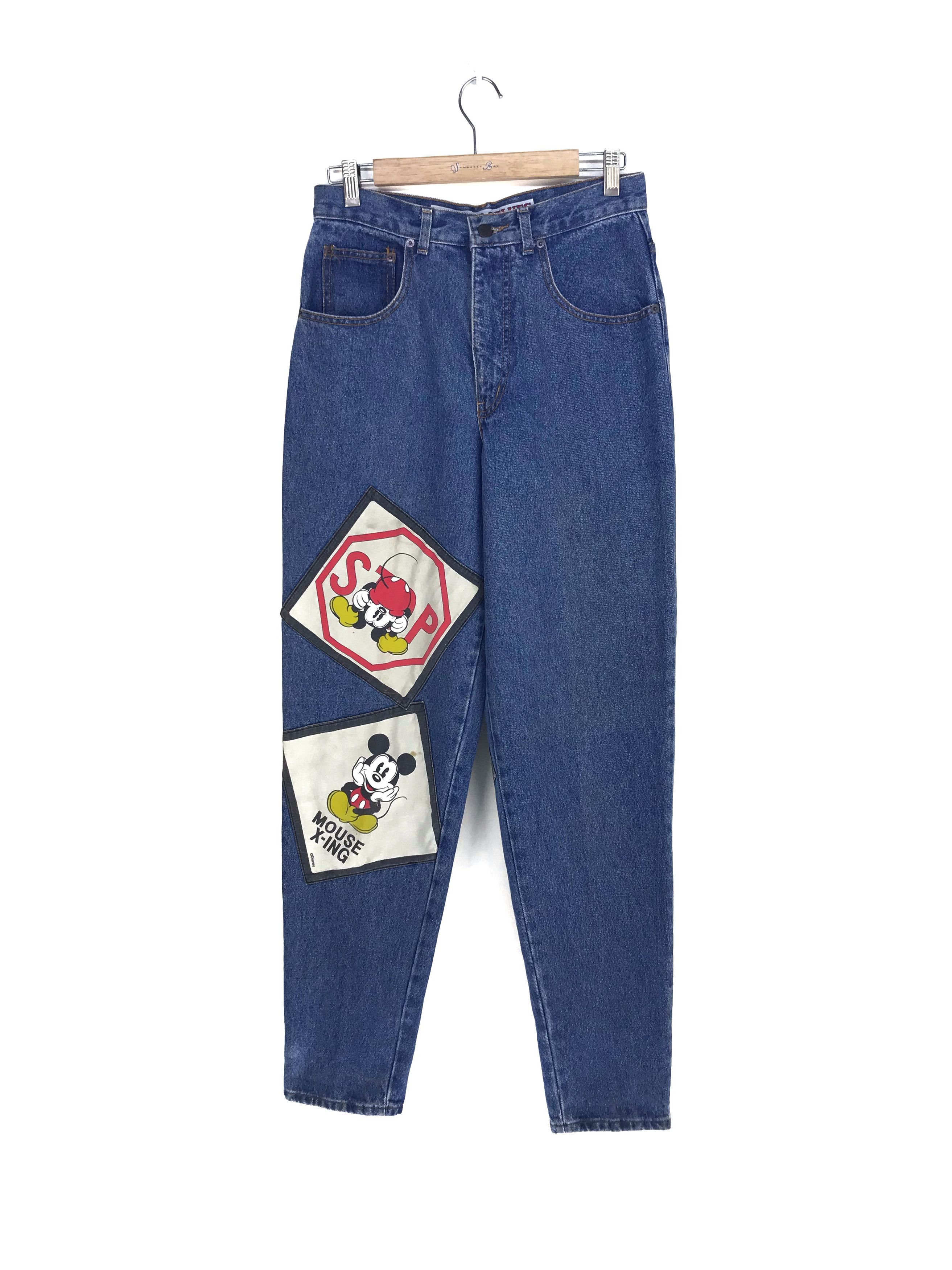image of Archival Clothing x Guetta Bros Too Cute Vintage 80's Mickey Mouse Patches Denim Jeans (Size 29)