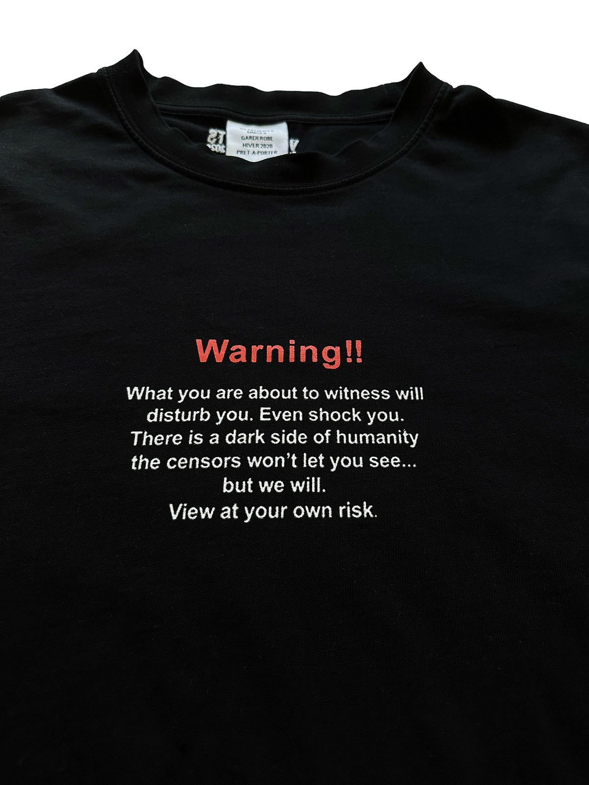 image of Vetements Fw19 Warning Dark Side Shirt in Black, Men's (Size Medium)