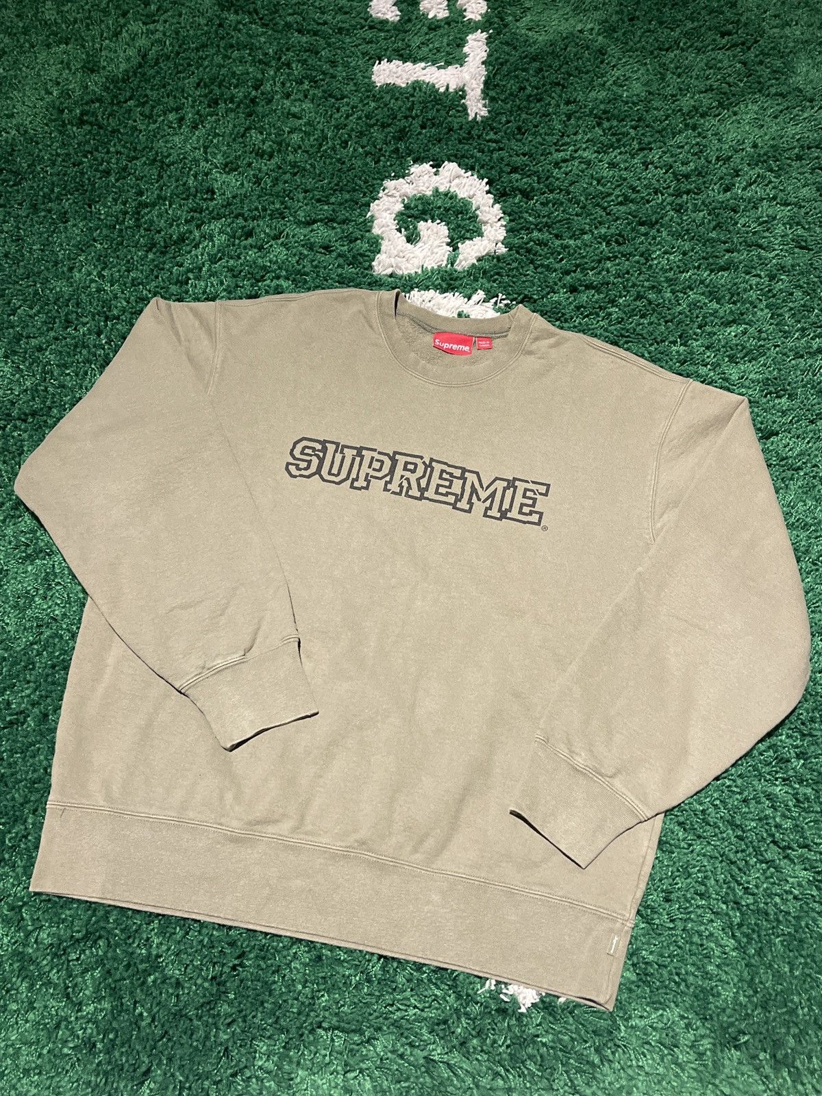 Supreme Supreme Shattered Logo Crewneck Light Olive Size XL | Grailed