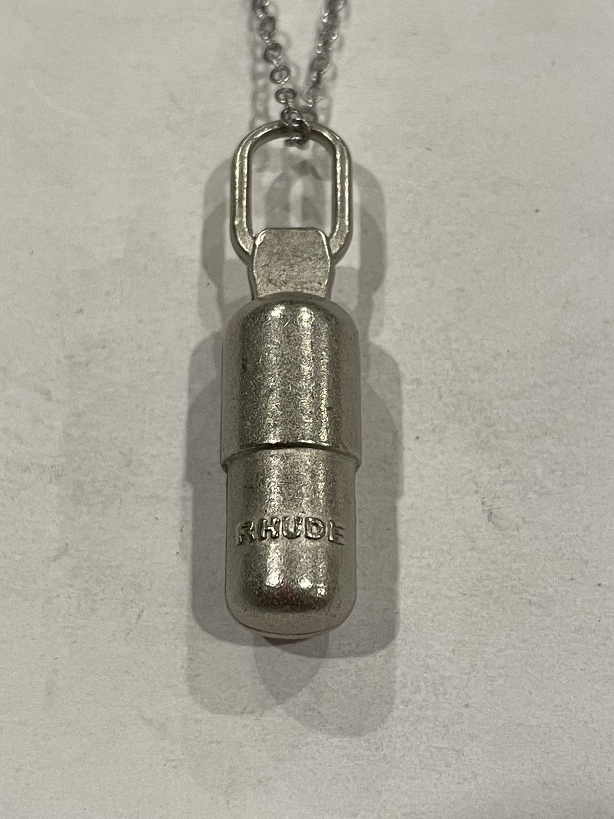 Rhude Rhude Pill Pendant Silver Roll Chain Necklace Size ONE SIZE - 2 Thumbnail