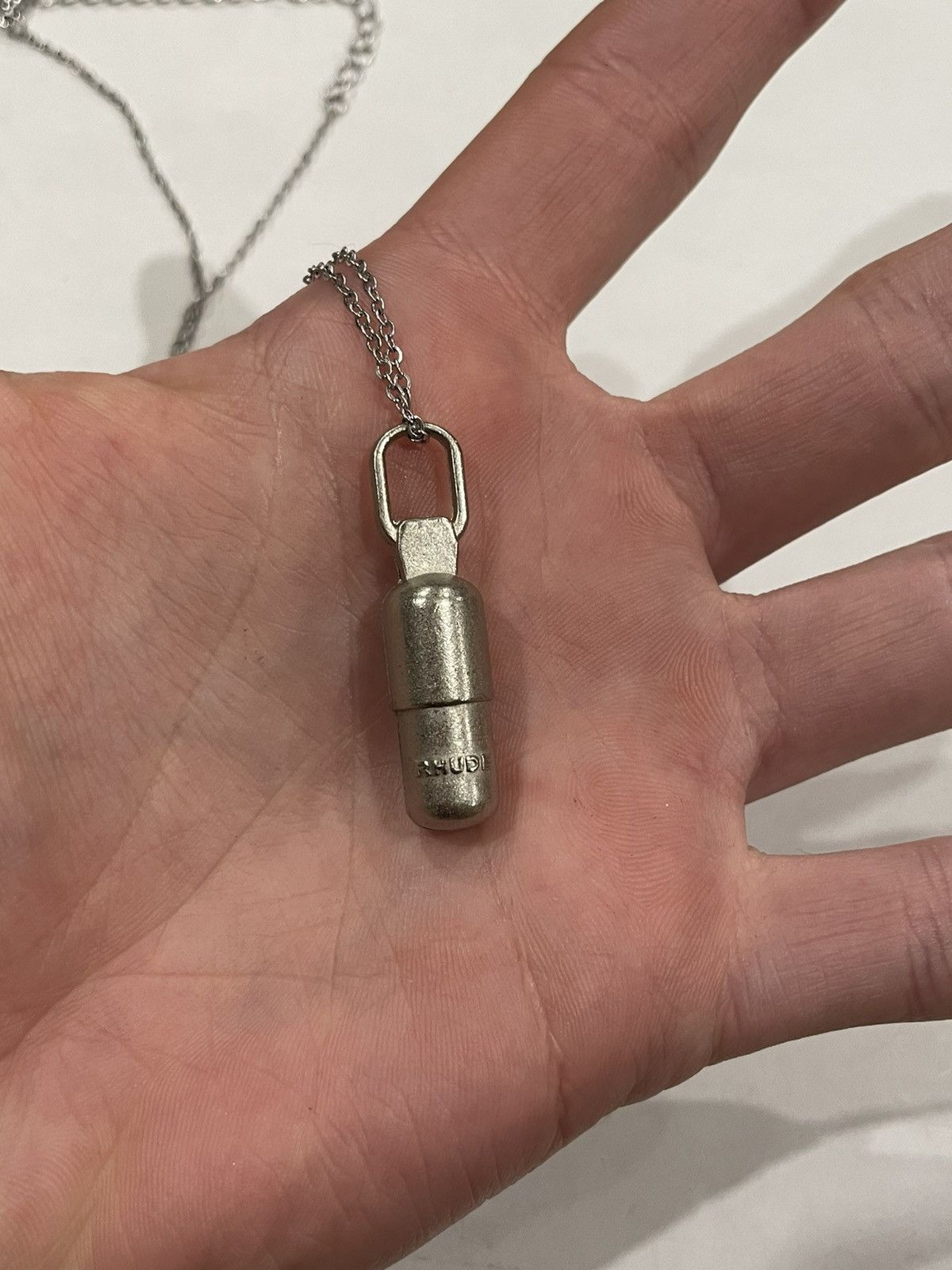 Rhude Rhude Pill Pendant Silver Roll Chain Necklace Size ONE SIZE - 4 Thumbnail