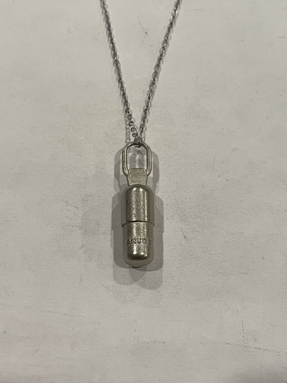 Rhude Rhude Pill Pendant Silver Roll Chain Necklace Size ONE SIZE - 1 Thumbnail