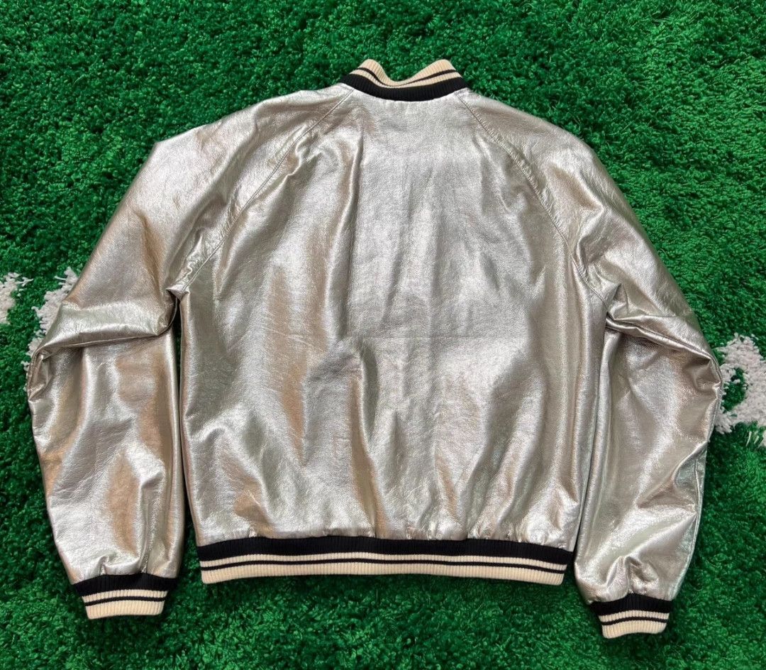 Saint Laurent Paris Saint Laurent Silver all leather baseball jacket Size US XL / EU 56 / 4 - 3 Thumbnail