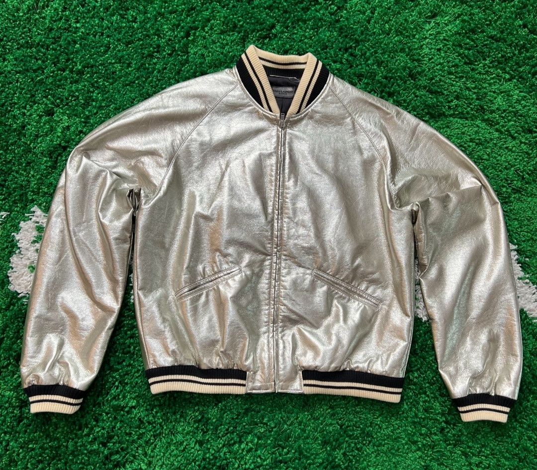 Saint Laurent Paris Saint Laurent Silver all leather baseball jacket Size US XL / EU 56 / 4 - 1 Thumbnail