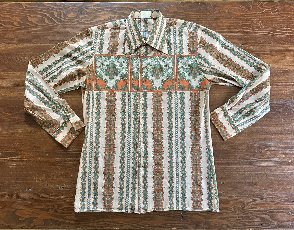 Retrofit Vintage 60’s Jitex Flower All Over Polyester Like Button Up Size US L / EU 52-54 / 3 - 2 Thumbnail