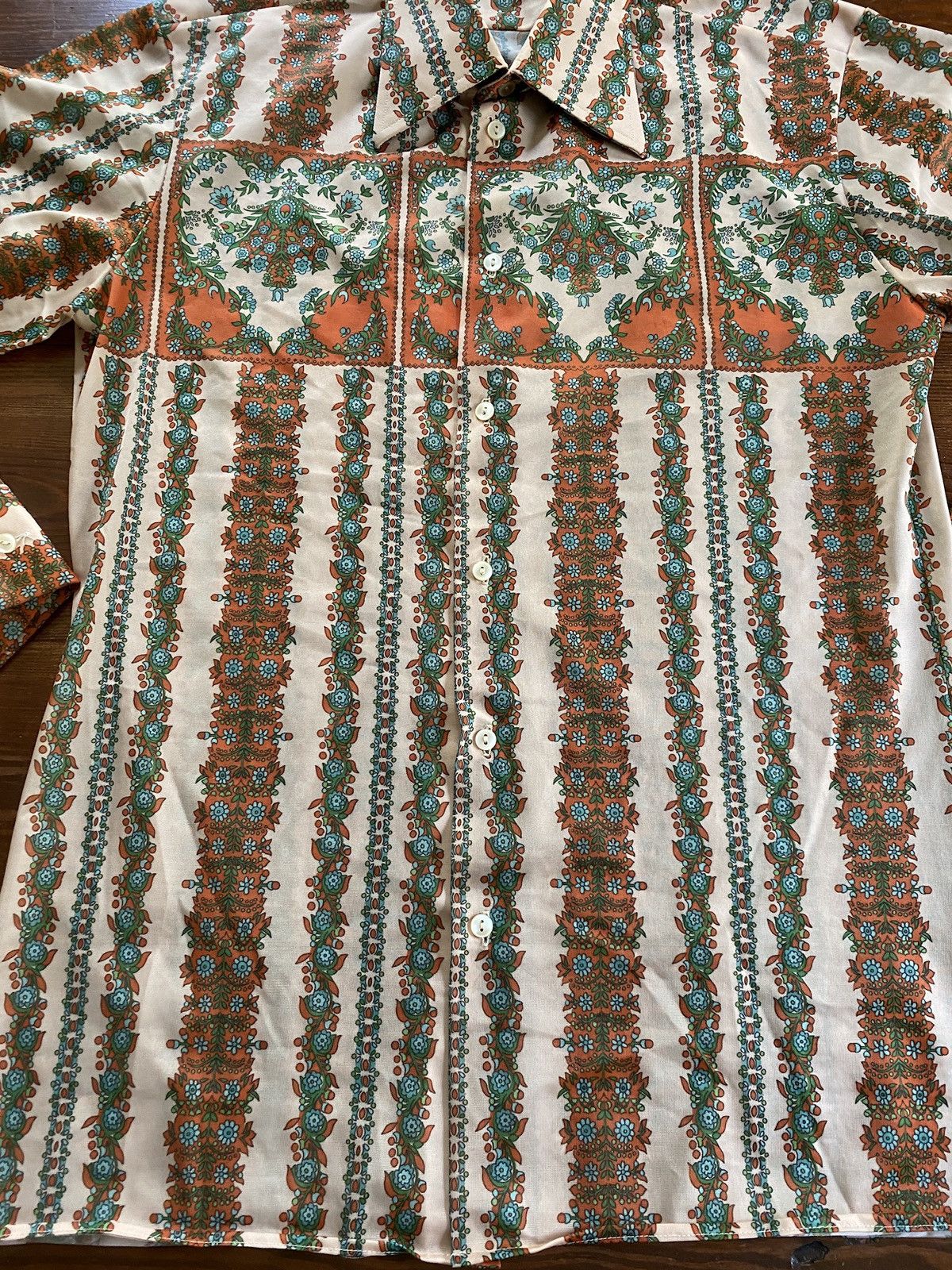 Retrofit Vintage 60’s Jitex Flower All Over Polyester Like Button Up Size US L / EU 52-54 / 3 - 3 Thumbnail